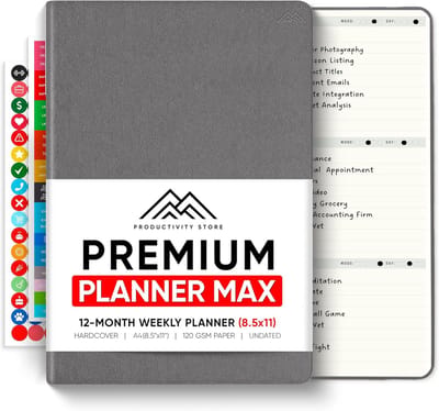 2025 Planner Pro Max: Ongedateerde Dagelijkse & Weekplanner met Gewoontetracker, Budgetplanner & Dankbaarheidsjournaal - A4 8.5x11 inch