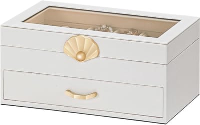Jewellery Box with 1 Drawers: Jewelry Display Organizer for Earrings, Necklaces - Gift for Girls and Women | White