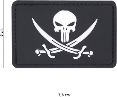 Embleem 3D PVC Punisher pirate zwart
