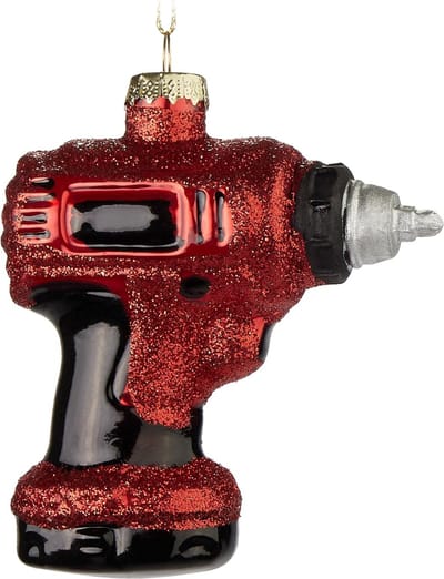 BRUBAKER Accuschroevendraaier Rood - Handbeschilderde Kerstbal van Glas - 9 cm Boombal voor Ambachtslieden - Mondgeblazen Kerstboomversieringen - Decoratieve Kerstversiering Hangers