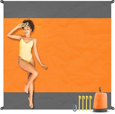 Ulisem - Stranddeken Zandbestendig -210*200cm - Strandmat - Draagbare Picknickmat voor Reizen - Kamperen, Wandelen, Lichtgewicht Strandbenodigdheden Familie Waterbestendige Mat - oranje kleur