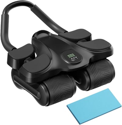 Buikwiel met Elleboogsteun - Buikroller Fitnesswiel - Core Training - Anti-rol Technologie - 37 x 29 x 17.5 cm - Zwart