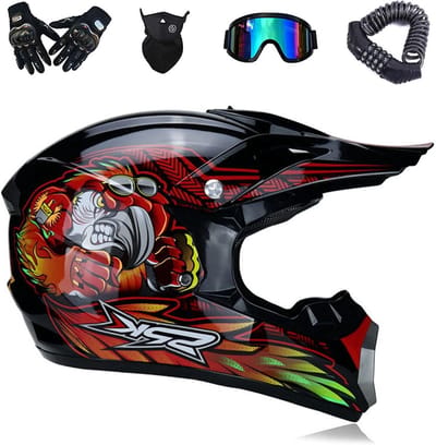 Cross Helm Set - Off Road - Motorcross Rijden - ABS Schaal - Maat L - Rood