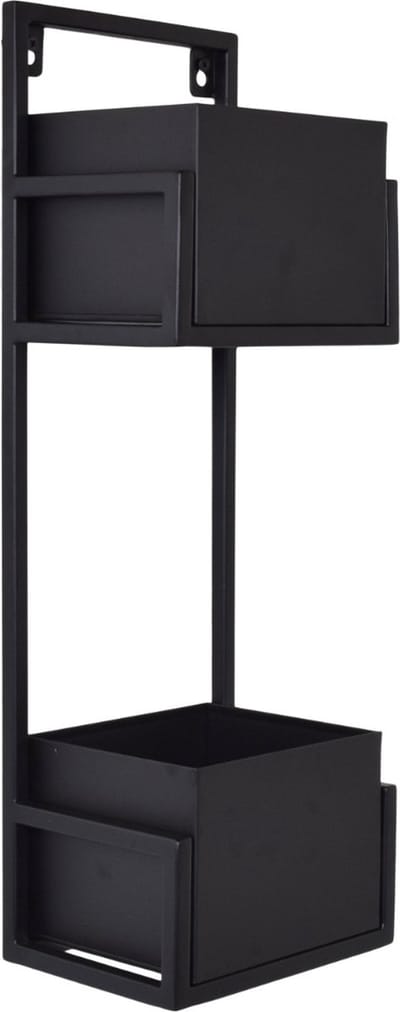 LOFT42 Flora Wandplantenbak Dubbel - Metaal - Zwart - 60x20x15