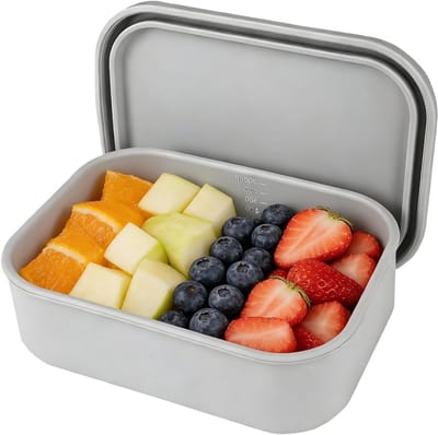 Lunchbox van silicone 17.5 x 12.5 x 5.5 cm, 700 ml, Lekvrij en Hittebestendig voor Voedselopslag, Maaltijdvoorbereiding en Meeneemlunches
