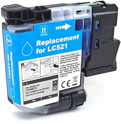Inktcartridge Geschikt voor Brother LC-521 | Cyaan Geschikt voor Brother DCP-J1260W - DCP-J1310DW - DCP-J1313DW - DCP-J1360DW - DCP-J1460DW