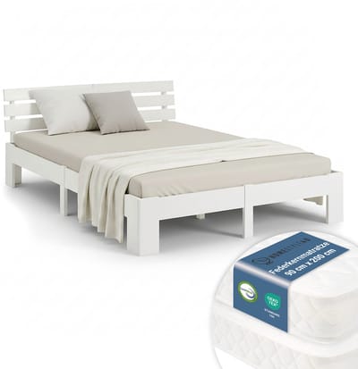 Homestyle4u Tweepersoonsbed - 180x200 cm - met Binnenveringmatras - Wit