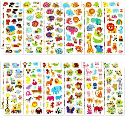 Dailygoods- Dierenstickers 24 stuks - Cartoon Stickers - Beloningsstickers - Waterdicht - Veelkleurig - Geschikt voor kinderen