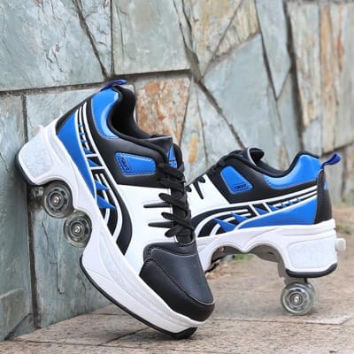 Chaussures de déformation invisibles à quatre roues, Double rangée, chaussures de sport à Double usage, patins à roulettes pour enfants 35