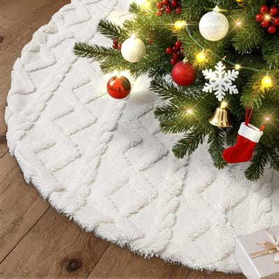 Pluche Kerstboomdeken 60 cm - Ronde Onderlaag voor Kerstboom, Wasbaar Tapijt voor Winterse Feestdagen in Woonkamer