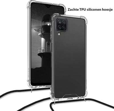 Arara Silicone Hoesje Samsung Galaxy A42 5G Met Zwarte verstelbare draagkoord Backcover / Hoesje / Case / Samsung