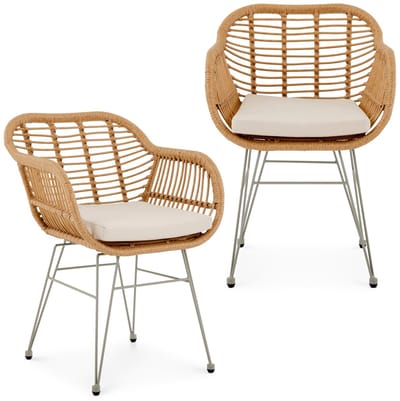 Tuinstoelen PARAMO, set van 2, van polyrotan – naturel/beige