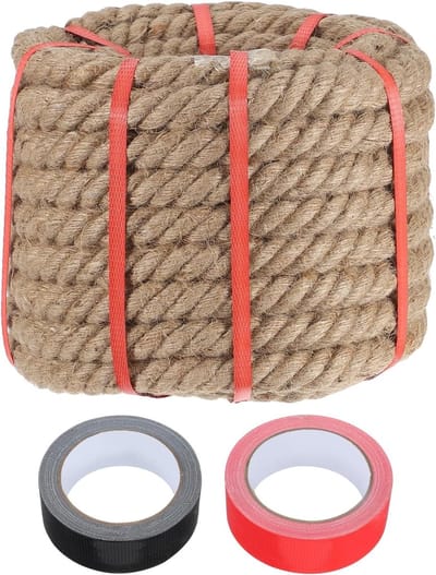 Jute touw 2,5 cm x 100 m - Natuurlijk, zwaar gevlochten touw voor kunsthandwerk, tuinprojecten en decoratie