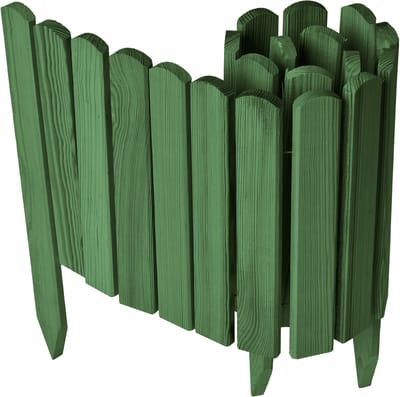 Garronda Rollborder - Flexibele houten - Gazonafscheiding - Palissade padenafscheiding - kan worden ingekort - Donkergroen - Hoogte: 30 cm, hekje 100 cm - GD-BRU-Rollborder100