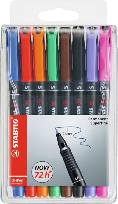 STABILO OHPen - Permanente Marker - Universal S Punt 0,4 mm - Etui Met 8 Kleuren
