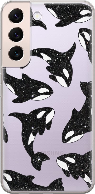 Hoesje geschikt voor Samsung Galaxy S22+ - Orka - Soft Case - TPU - Print - Zwart, Transparant - Mooie Telefoonhoesjes