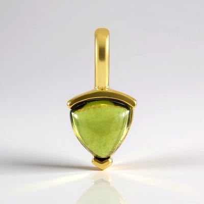 Cavill - Vesuvianiet Hanger 0,814 ct Trilliant Cabochon - 925 Sterling Zilver Verguld - Modern Italiaans Edelsteen Sieraad - Luxe & Verfijnd