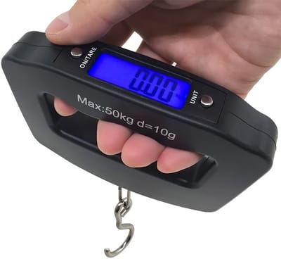 Draagbare handweegschaal, weegschaal met haak Geschikt voor reisbagage, 50 kg, Geschikt voor vissen, boodschappen doen en het wegen van koeriersdiensten.