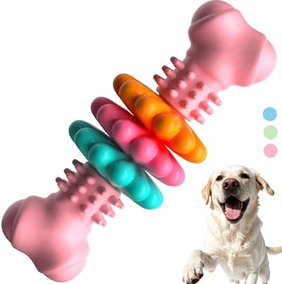 Daity Bijtspeeltjes - onverwoestbare hondenspeeltjes speciaal ontworpen voor kleine en middelgrote honden die graag kauwen. Duurzame rubberen bijtbotjes - geschikt voor kleine honden - kunnen de angst voor doorkomende tanden bij puppy's verlichten.