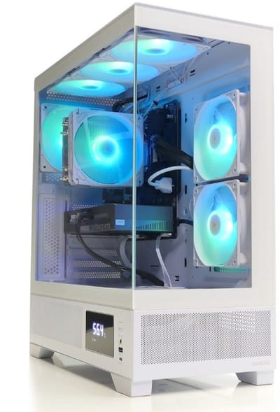 AMD Ryzen 5 5500 Game/Gaming PC|RTX 5050|16GB RAM|500GB SSD|WiFi|Gamdias Atlas M1 White Aquarium Case