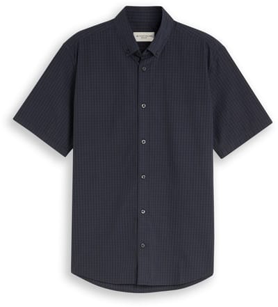 Tom Tailor - Regular fit overhemd met korte mouwen en ruitpatroon - Maat L - navy check