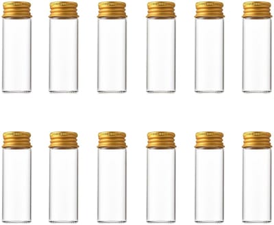 Dailygoods- Glazen Flessen 15ml - 12 Stuks - Mini Flessen - Aluminium Doppen - Duurzaam Glas - Hoge Transparantie