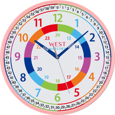 West Watch Ik leer klok kijken Wandklok Nederlands 30 mm kleur roze