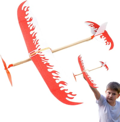 Elastieken vliegtuig - Vlieger zweefvliegtuig - Buiten spelen - Duurzaam ontwerp - 44 cm lang - Willekeurige kleur