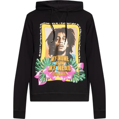 Dsquared2 Cool Fit Bob Marley-logo zwarte hoodie