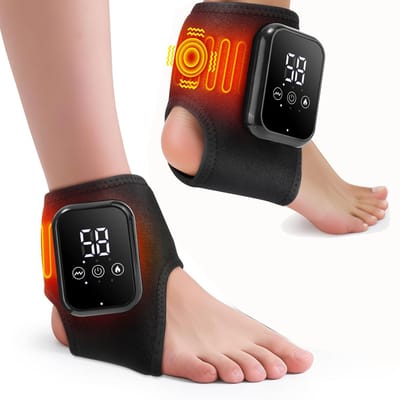 Voetmassageapparaat voor neuropathie - Oplaadbaar verwarmingskussen voor de enkel met massagefunctie voor een betere doorbloeding, voet- en enkelmassage voor pijnverlichting, geschikt voor het verminderen van vermoeidheid en hielspoor