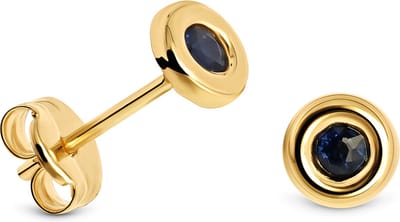 Miore Pure Oorbellen Dames - 14 Karaat Goud - Met een Blauwe Saffier - Knopjes - 5 mm