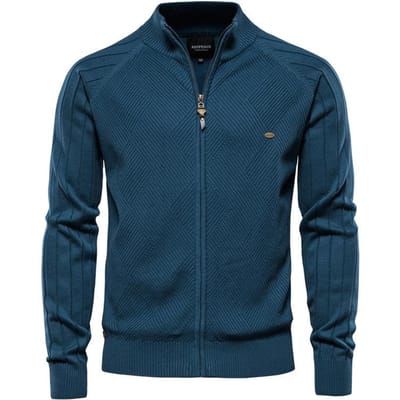 Heren Trui Herfst Heren Vest Jas Nieuwe Effen Kleur Revers Jacquard Trui Hoge Hals Casual Breigoed XL black
