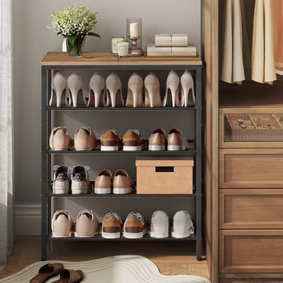 MAZAZU - Schoenenkast - 5 laags - Honing bruin - 75x30x93