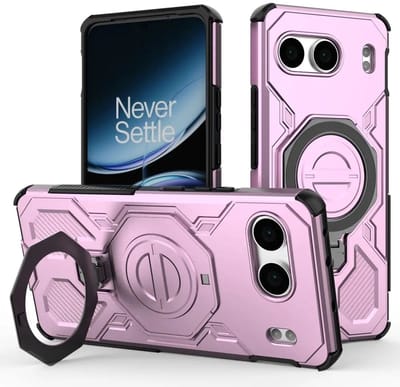 Hoesje geschikt voor OnePlus Nord 4 | Compatibel met MagSafe / Qi2 | 360° Draaibare Magnetische Standaard | Back Cover Kickstand Ring | Roze