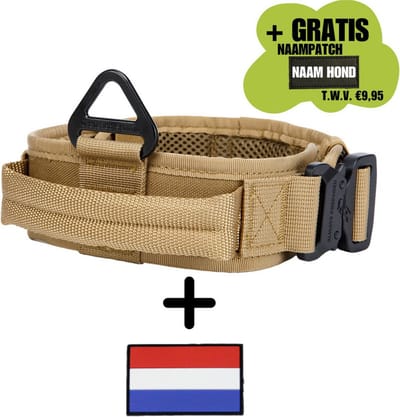 Always Prepared® Combi-Deal – Hondenhalsband + Nederlandse Vlag Patch – One Size – Stevig, Verstelbaar & Uniek – Voor Middelgrote en Grote Honden