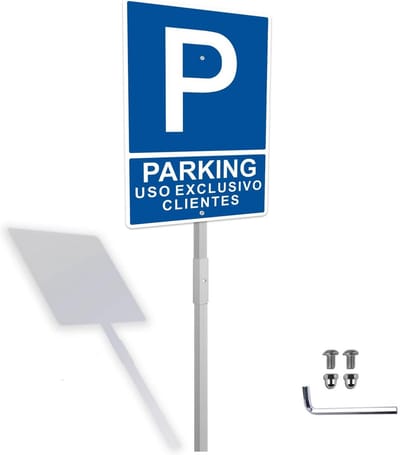 Parkeerbord Exclusief Gebruik Klanten met Grondpen - 30x20 cm Aluminium