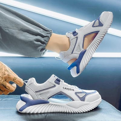 Heren sport sandalen zomer ademend mesh sandalen heren outdoor casual lichtgewicht strand sandalen mode heren schoenen 43 gray