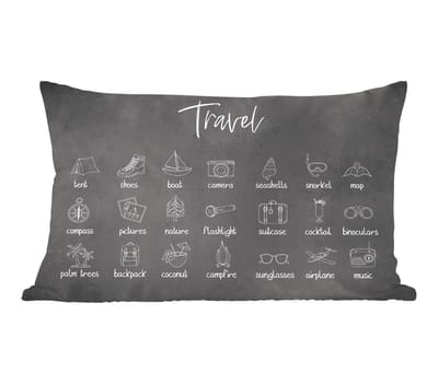 Sierkussens - Kussentjes Woonkamer - 50x30 cm - Spreuken - Quotes - Travel - Snorkel - Map