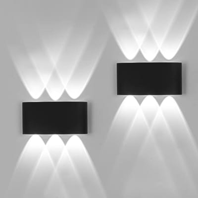 2x Moderne LED Wandlamp Zwart 12W 1200LM IP65 Waterdicht - Op en Neer Verlichting Buiten en Binnen