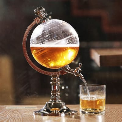 Decopatent® Drankdispenser met kraantje - Wereldbol Globe Drank alcohol dispenser - Biertoren - Limonadetap - Tafeltap - Biertap
