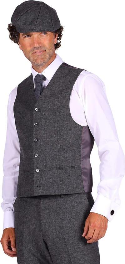 Twenties Peaky Vest Heren - Roaring Twenties - Verkleedkleren Volwassen - Grijs - Maat XL