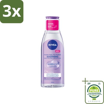 3 x NIVEA - Micellair Water - Gevoelige Huid - Anti-Restant - Verwijdert Waterbestendige Make-up - 200 ml - Grootverpakking - Micellair Water - Reinigingswater - NIVEA - Gevoelige Huid - Make-up Remover