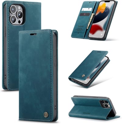 Casemania Hoesje Geschikt voor Apple iPhone 13 Pro Emerald Green - Dunne Portemonnee Book Case - Slim Wallet Case met Pasjeshouder