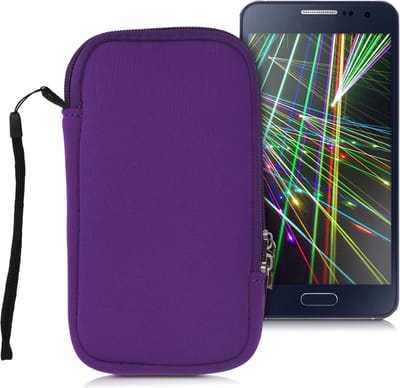 kwmobile telefoontasje universeel geschikt voor L - 6,5" smartphones - 16,5 x 8,9 cm - Hoesje met rits en polslusje -In paars -