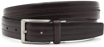 Herenriem bruin - Leren pantalon riem 3cm diagonaal stiksel - Leer - Pantalon riem - Verstelbaar - Maat 90