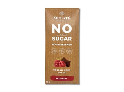 Mulate - Framboos Chocolade tablet - Puur - suikervrij - biologisch - organic