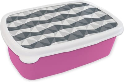 Broodtrommel Roze - Lunchbox - Brooddoos - Zebra - Geometrie - Patronen - 18x12x6 cm - Kinderen - Meisje