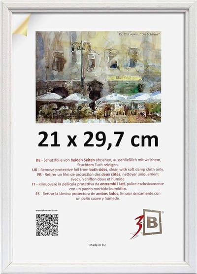 CE Serie - Houten Fotolijst met Glas - 21x29,7 cm - Witte Kleur - Acrylglas