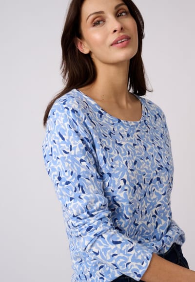 Damart - Effen of bedrukte fijn gebreide trui - Dames - Blauw - XS