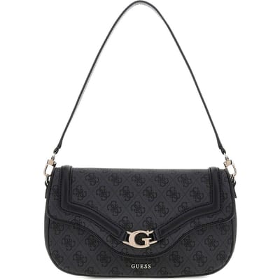 GUESS schoudertas Dea Flap Shoulder Bag Coal Logo donkergrijs